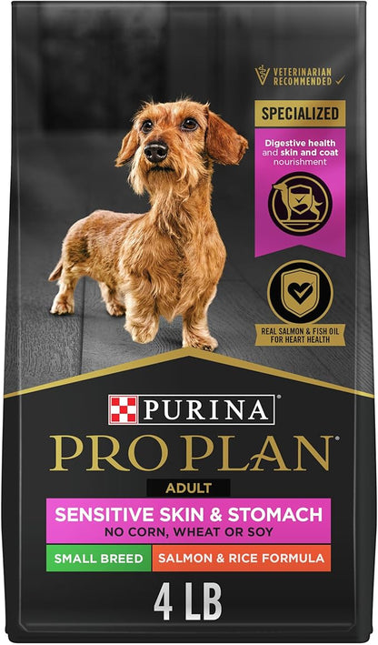 Purina Pro Plan Sensitive Skin and Stomach Adult Dog Food Small Breed Salmon and Rice Formula - 4 Pound (Pack of 1)