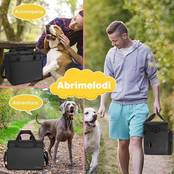 Pet Travel Bag, Weekend Away Dog Travel Set for Dogs, Cats, Dog Travel Bag with Multi-Function Pockets, Pet Supplies for Dogs with Dog Treat Pouch, Black Dog Bags for Traveling