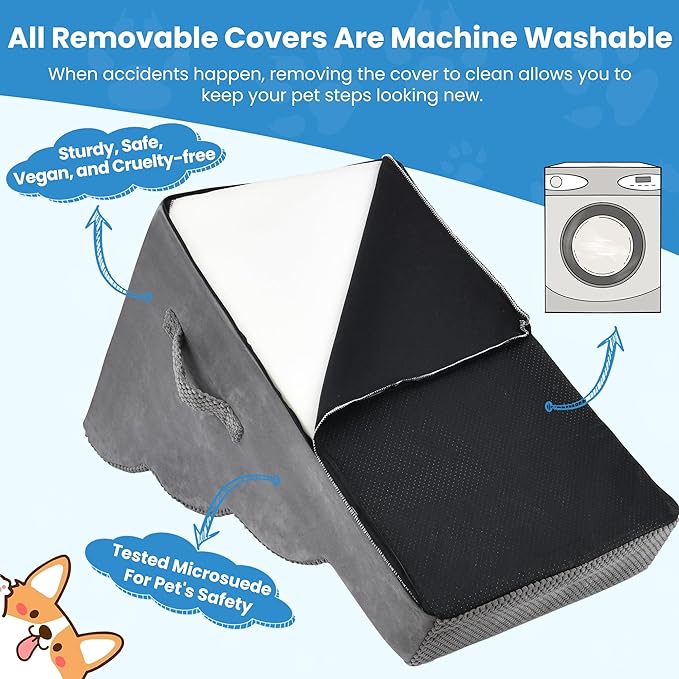 PAWSCRAT Dog Stairs 4 Steps 19.6 inch 30D Foam