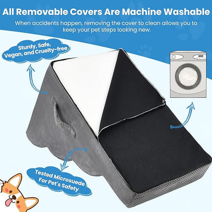 PAWSCRAT Dog Stairs 4 Steps 19.6 inch 30D Foam