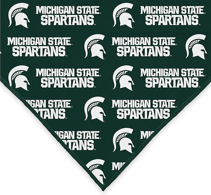 NCAA Officially Licensed Bandana for Dogs and Cats | Fits Pets Great Gift Idea | Easy-to-Tie (Large, Michigan State Spartans)