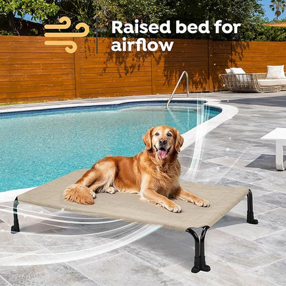 Veehoo Elevated Dog Bed 41" x 27", Beige