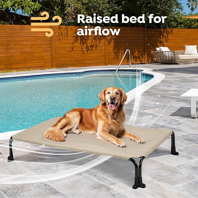 Veehoo Elevated Dog Bed 29" x 18", Beige