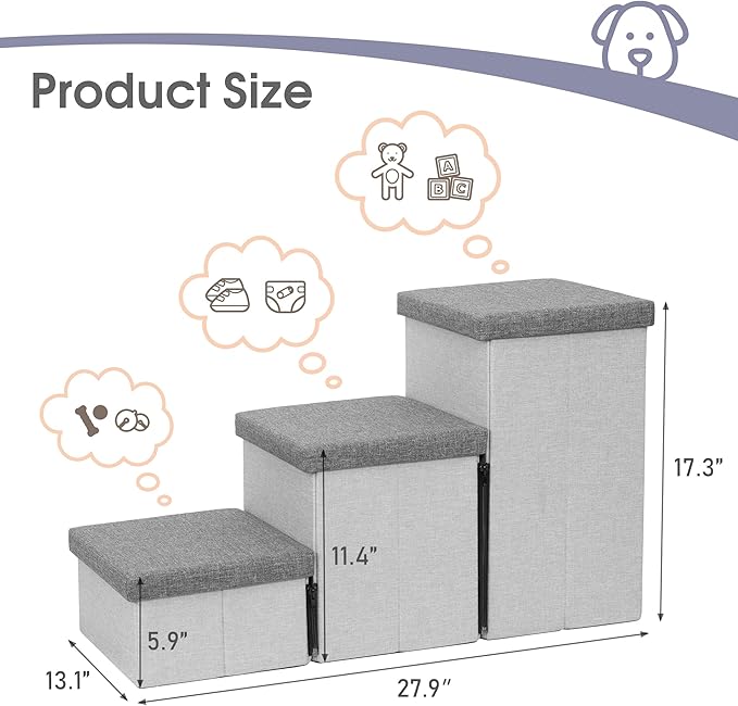 Dog Stairs with Storage 3 Tiers 50 lbs