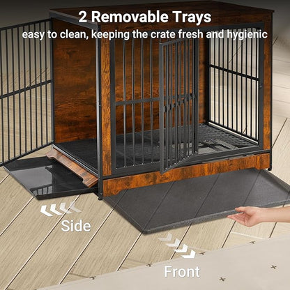 Rovibek Double Dog Crate Furniture 86 Inch, 2 Dog 2 Dogs