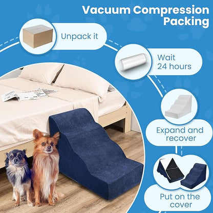 PAWSCRAT Dog Stairs 4 Steps 19.6 inch 30D Foam