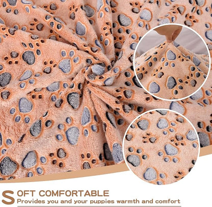 Dog Blankets for Medium Dogs 3 Pack 41" x 31",Cute Paw