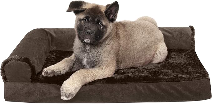 Furhaven Memory Foam Dog Bed for Medium/Small Dogs w/ Removable Bolsters & Washable Cover 35 lbs