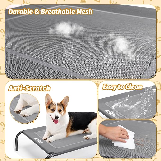 Nobleza Raised Dog Cot Beds for Small Medium Dogs Cats 150 LBs, 34.3"X 25.6"