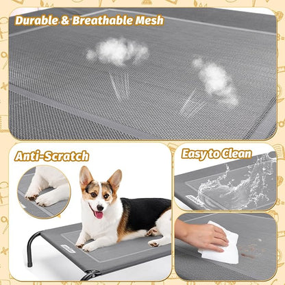 Nobleza Raised Dog Bed for Large Dogs Pets 150 LBs, 41.3" X 31.5" Grey,