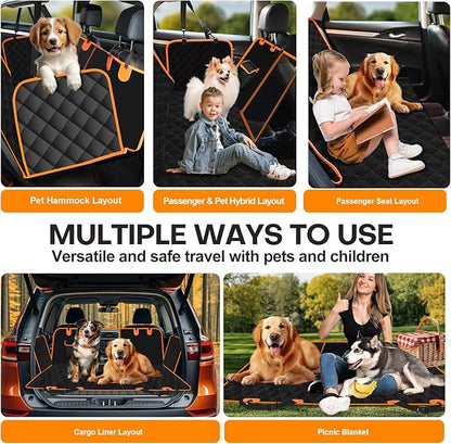 Dog Car Seat Cover for Back Seat 5 in 1 Convertible Dog Hammock Frontal 60/40 Split