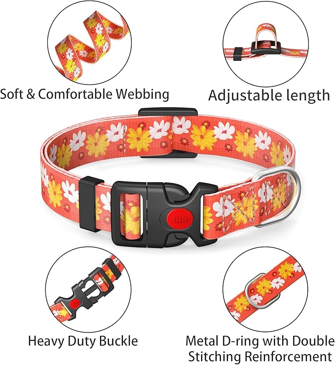 Cute Floral Dog Collar for Small Medium Large Dogs
