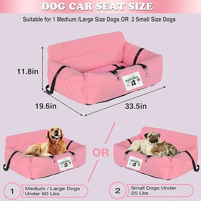 Dog Car Seat for 2 Small 1 Medium 25lbs to 60lbs. Fully