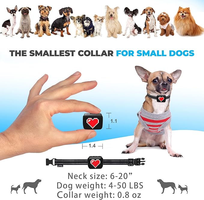 Small Dog Bark Collar Rechargeable 5-15lbs -
