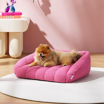 Lesure Orthopedic Dog Bed Sofa for Small Dogs & Cats Foam(24" x 18" x 9.5", Pink)