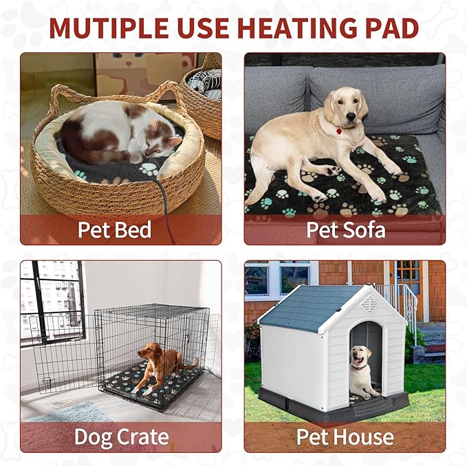 Dog Heating Pad 32x20in Waterproof Pet Heating Pad for Dogs Smart Thermostat Switch