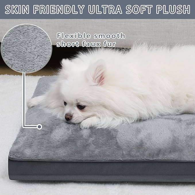 Dog Crate Bed Waterproof Deluxe Plush Dog Beds with Removable Washable Cover Anti-Slip Bottom Pet Sleeping Mattress for Large 29 x 18 inch,