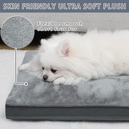Dog Crate Bed Waterproof Deluxe Plush Dog Beds with Removable Washable Cover Anti-Slip Bottom Pet Sleeping Mattress for Large 29 x 18 inch,