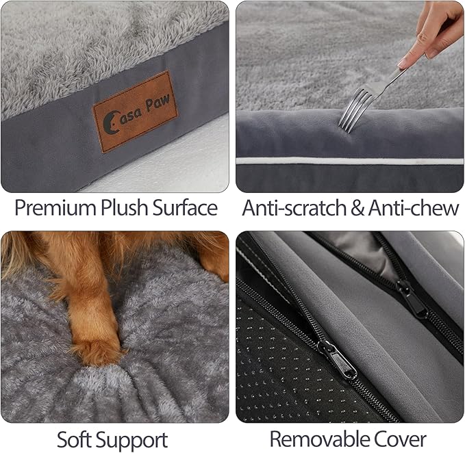 XXL Dog Bed with Bolsters, Orthopedic Dog Beds for Extra Large Dogs, Waterproof Dog Beds XLarge, Memory Foam Dog Bed with Removable Washable Cover, Nonskid Bottom (XX-Large, Dark Grey)