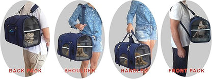 6 in 1 Sturdy pet Carrier Backpack & Front/Chest pet Carrier & Shoulder & pet Hand Carrier Bag & Car Crate & 2 Positions Carrier to fit Under Airplane Seats -Size XXS for Teacup Pets max. 8 Lb.