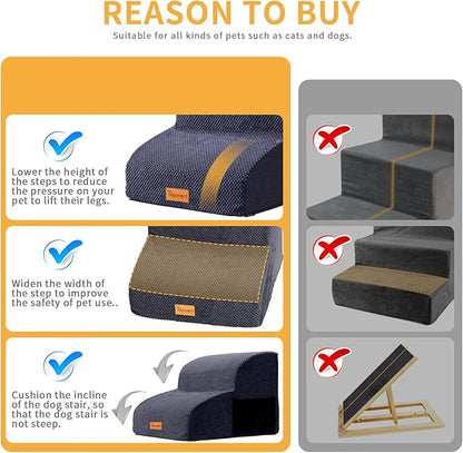 Topmart High Density Foam Pet Steps 2 Tiers 11.8" High,Non-Slip
