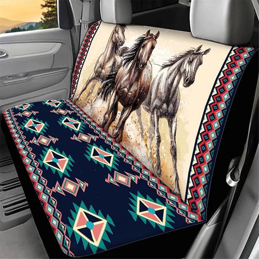 WELLFLYHOM Western Horse Car Accessories Bench Seat Cover