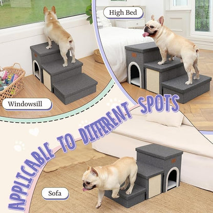 downluxe Dog Stairs for Small Dogs (3-Step Pet