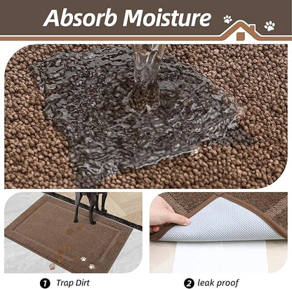 BEQHAUSE Dog Door Mat for Muddy Paws Absorbent Dirt Trapper Entryway Rug Non-Slip Washable Dog Welcome Mat Soft Mud Mat for Dogs Entry Indoor Door Mat for Inside Floor 32"x48"