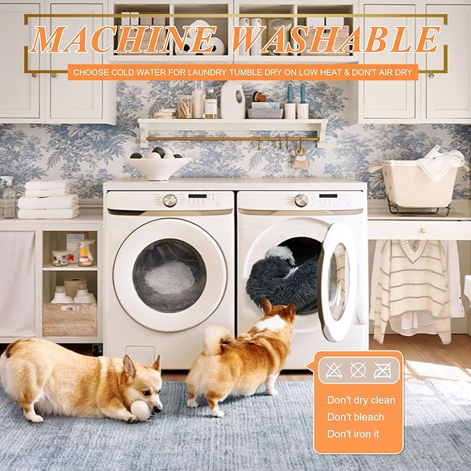 Calming Donut Dog Bed for Small Medium Dogs and Cats 23" Grey