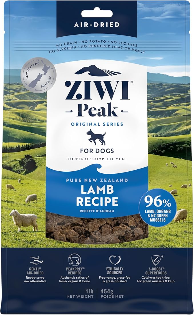 ZIWI Peak Air-Dried Dog Food – Lamb - All Natural, High Protein, Grain Free, Limited Ingredient w/ Superfoods (16oz)