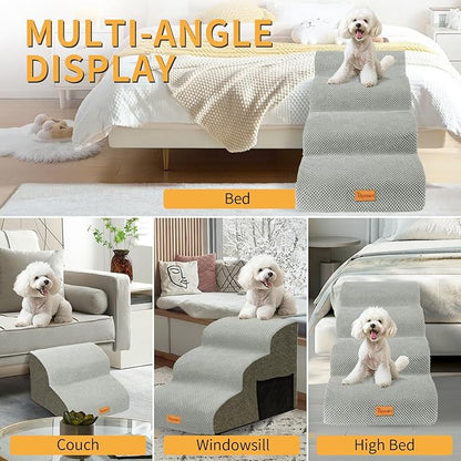 Topmart 3 Tiers Foam Dog Stairs/Steps for Small Dogs Pain,15.7”H