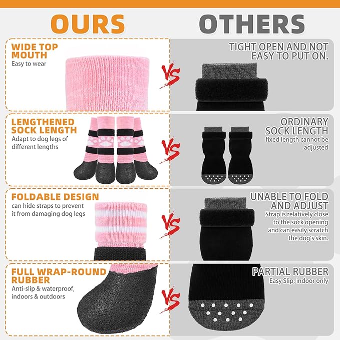 KOOLTAIL Anti Slip Dog Socks to Prevent Licking Paws for Hot/Clod Pavement