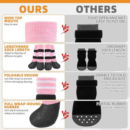 KOOLTAIL Anti Slip Dog Socks to Prevent Licking Paws for Hot/Clod Pavement
