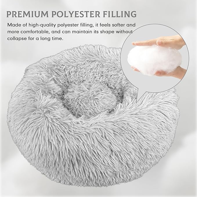 Deluxe Calming Dog Bed for Small Medium Dogs & Cats M(28" x 28" x 10"))