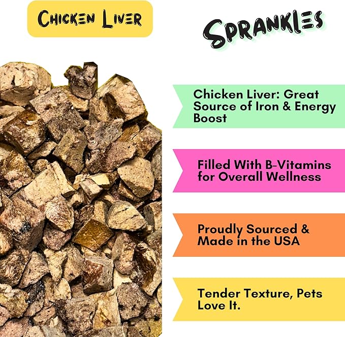 Freeze Dried Chicken Treats for Cats & Dogs - Single Ingredient All Natural Grain-Free, High Protein, Made in USA - Perfect for Training, Topper or Snack (Chicken Liver, 1 Pound)