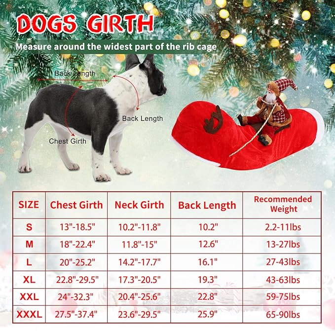 BWOGUE Santa Dog Costume Christmas Pet Clothes Santa Claus Riding Pet Cosplay Costumes Party Dressing up Dogs Cats Outfit for Small Medium Large Dogs Cats