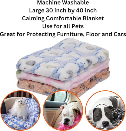 Cozy Flannel Pet Blankets Set of 3 – Ultra-Soft Fleece Throws for Dogs (20x40 inch)