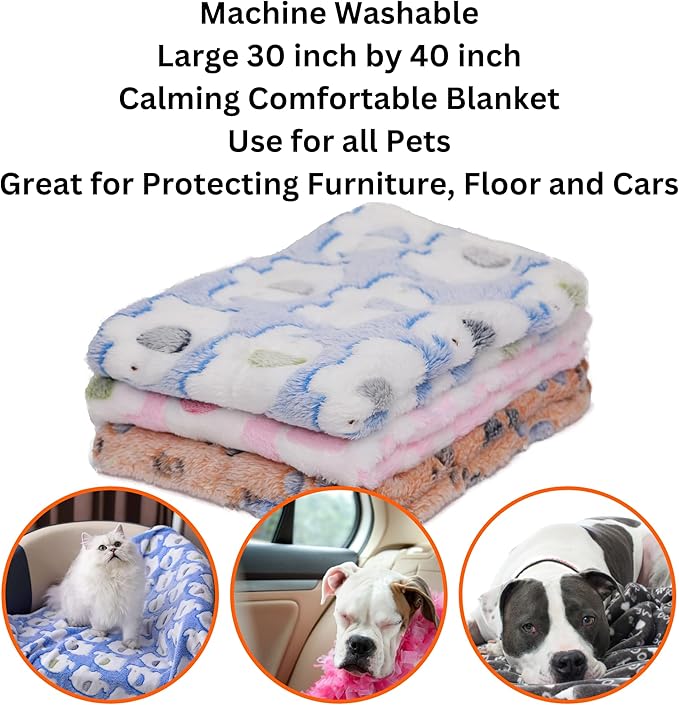 Cozy Flannel Pet Blankets Set of 3 – Ultra-Soft Fleece Throws for Dogs (20x30 inch)