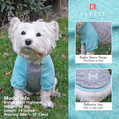 KYEESE 2 Pack Dog Shirts Quick Dry Raglan Sleeve Soft Stretchy Protects Against Foxtails Dog T-Shirts with Reflective Label Dog Clothes for Small Dogs Sun Protection Dog Apparel