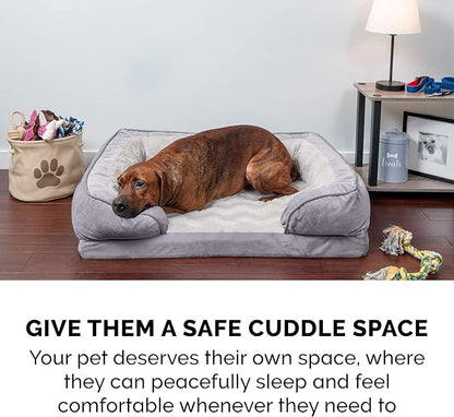 Furhaven Memory Foam Dog Bed for Medium/Small Dogs w/ Removable Bolsters & Washable Cover 35 lbs