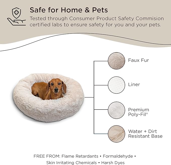 Best Friends by Sheri The Original Calming Donut Cat and Dog Bed in Lux Fur Oyster 23"