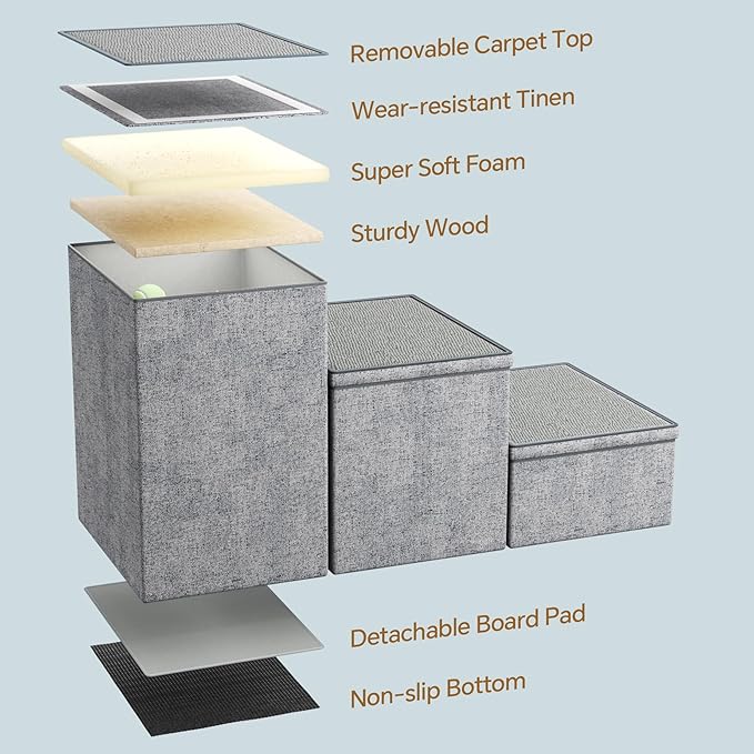 BEDELITE Dog Stairs for Small Medium or Large Dogs 3 Tiers 17" H,
