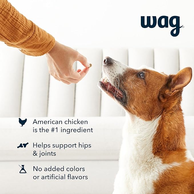 Amazon Brand – Wag Chicken Flavor Hip & Joint Training Treats for Dogs, 1 lb. Bag (16 oz)