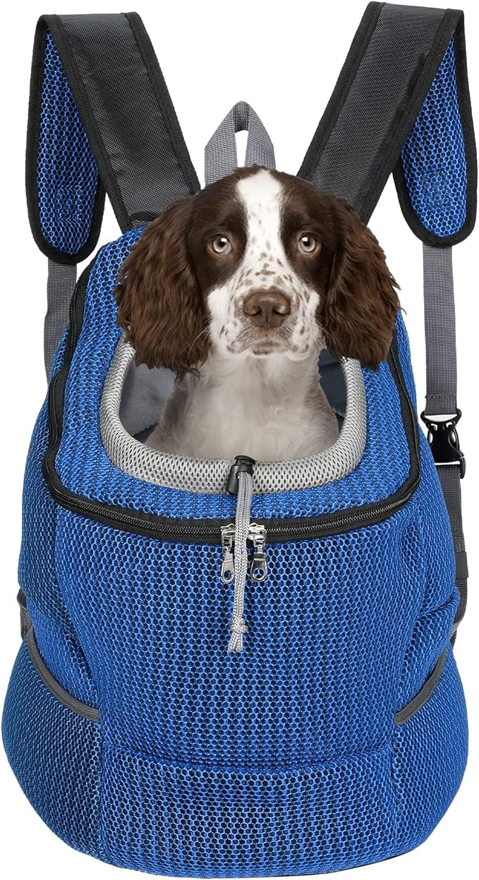 Mile High Life | Hiking Outdoor Pet Carrier Backpack | Kitty Puppy Cat Carrier | Dog Carrier for Small Dogs | Dog Backpack w Breathable Mesh with Soft Padding(Comb Blue, Medium (Pack of 1))