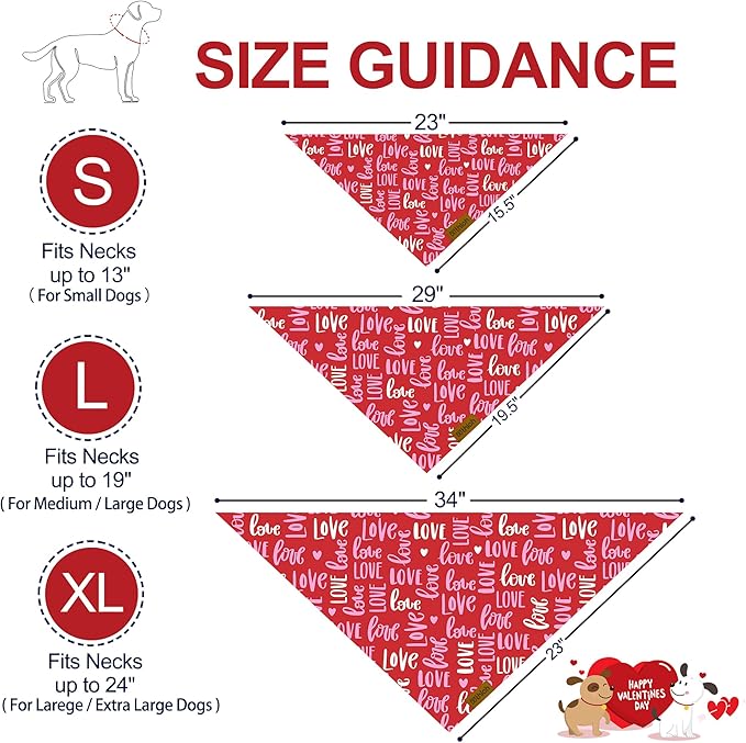 Valentines Day Dog Bandana 2 Pack