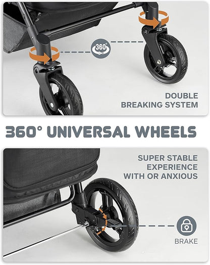 Medium Pet Stroller for Dogs Up to 66lbs 180 ̊ 4 Wheels