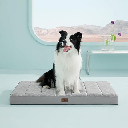 Bedsure Cooling Gel Foam Dog Bed for Large Dogs Cover(41"x29", Grey)