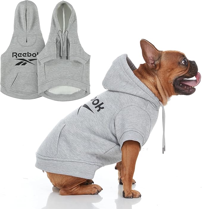 Reebok Dog Hoodie – Fleece Dog Sweater with Leash Hole