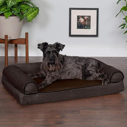 Furhaven Memory Foam Dog Bed for Medium/Small Dogs w/ Removable Bolsters & Washable Cover 35 lbs