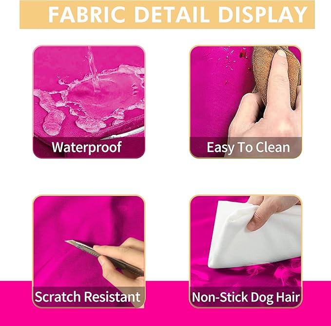 Dog Bed Cover Replacement Washable, Waterproof Large Pet Canvas Dog Crate Kennel Removable Covers with Zipper, 40x27x4 Inches(Pink)